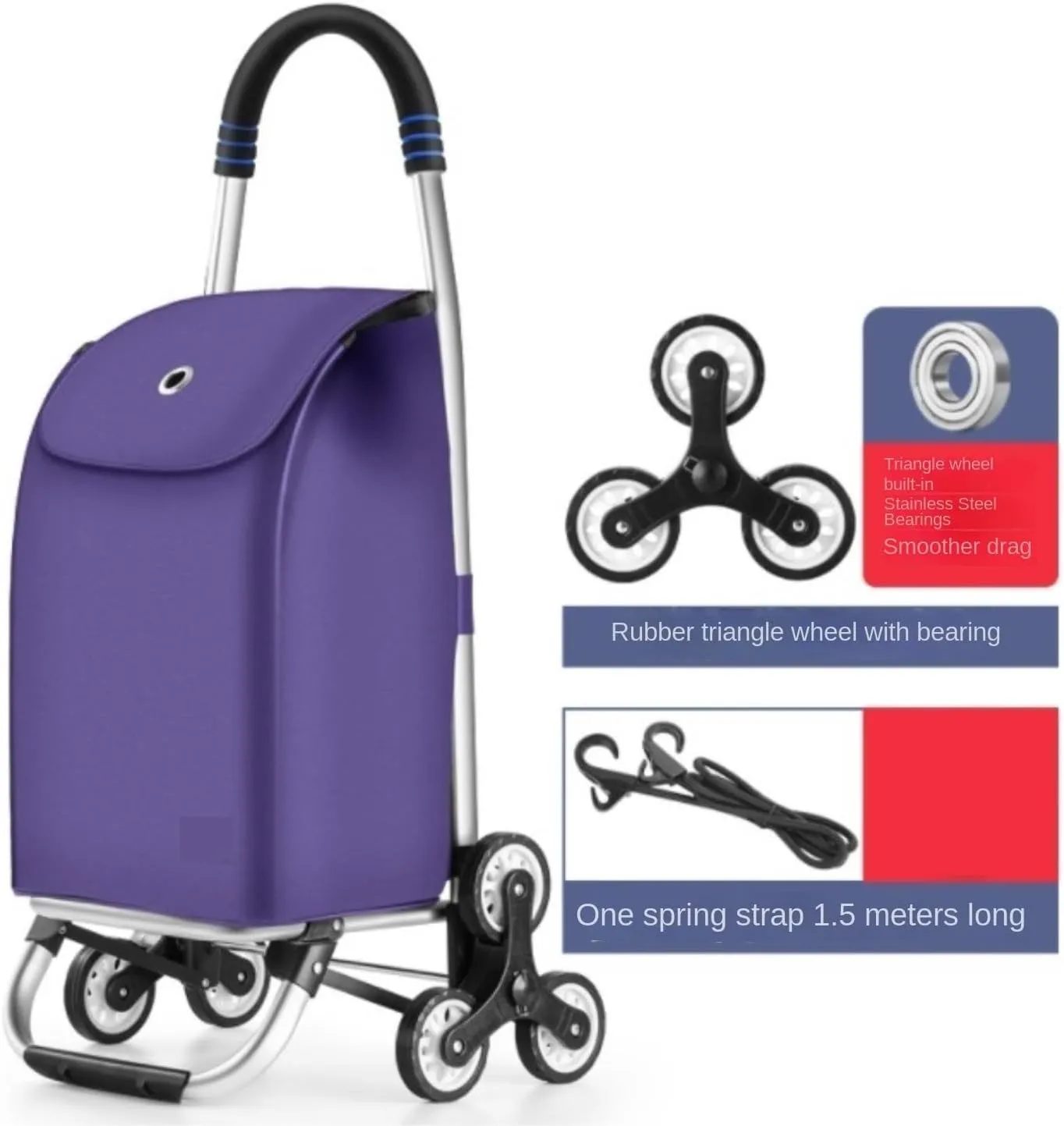 Folding Shopping Cart, Shopping Trolleys Shopping Cart Lightweight Shopping Trolley Folding 6 Round Large Capacity Shopper Grocery Utility Carts(Purple)