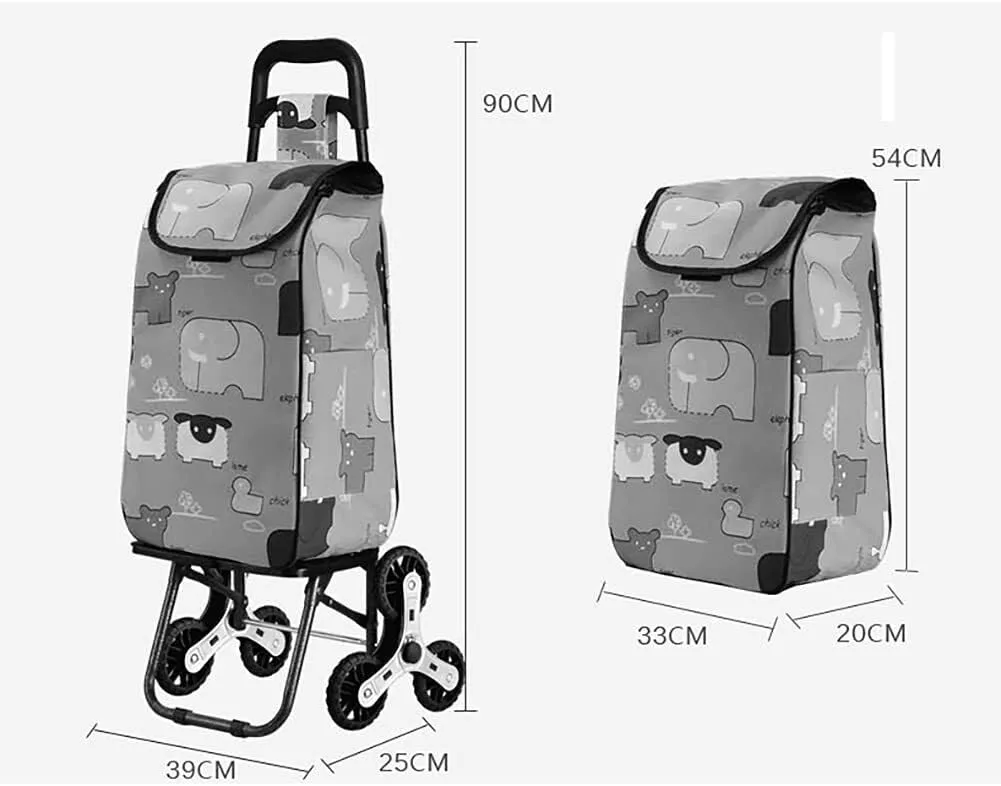 Folding Shopping Cart, Trolley Bag Foldable 3 Wheels 2 Stair Climbing Silent Detachable Heavy Duty Carring Cart Travel Picnic Camping Grocery Utility Carts(C)