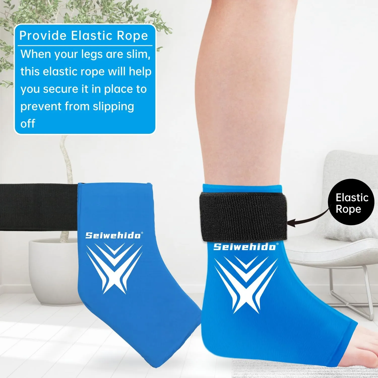 Foot Ankle Ice Pack Wrap for Swelling,Reusable Gel Ice Pack for Sprained Ankle Injuries,Cold Therapy Sleeves Compression for Plantar Fasciitis Relief, Achilles Tendonitis, Sore Feet & Heel (Blue)