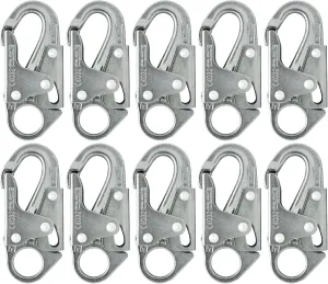 Forged Steel Snap Hook 25KN (10-Pack) - Fusion Climb® Maxi-2 - Professional Fall Protection Snap Hook - Heavy Duty Carbon Steel - Double-Action Snap Hook for Safety, Climbing - OSHA ANSI Compliant