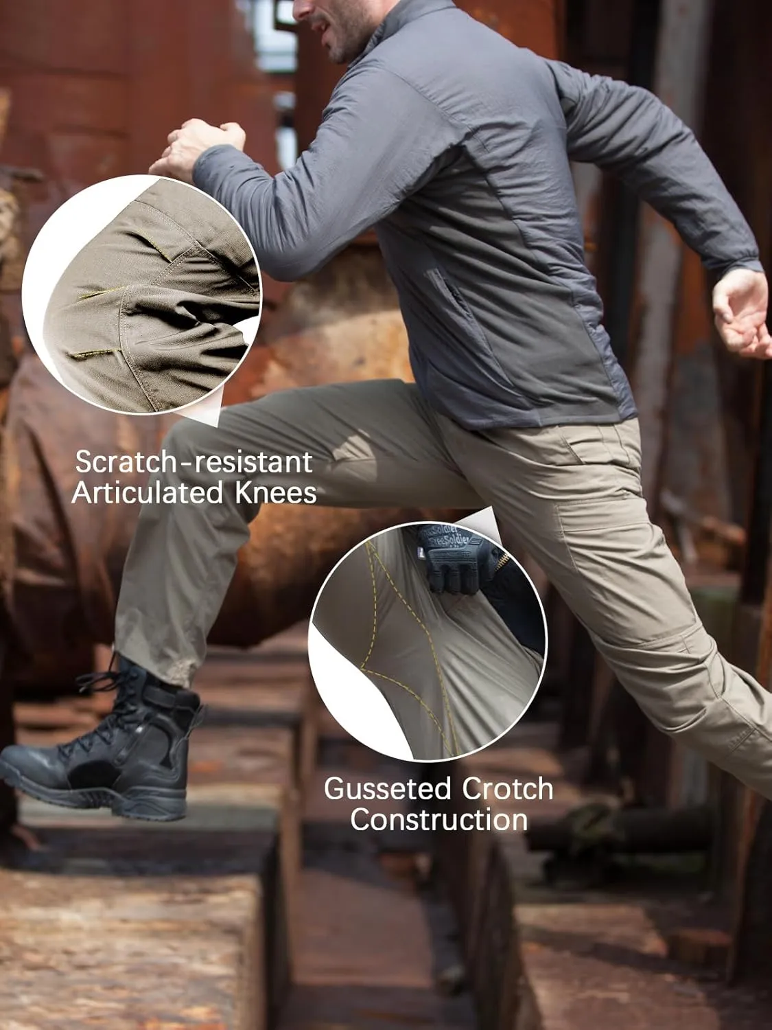 FREE SOLDIER Men's Cargo Pants Water Resistant Ripstop Tactical Pants for Men Work Pants Lightweight Outdoor Hiking Pants Men