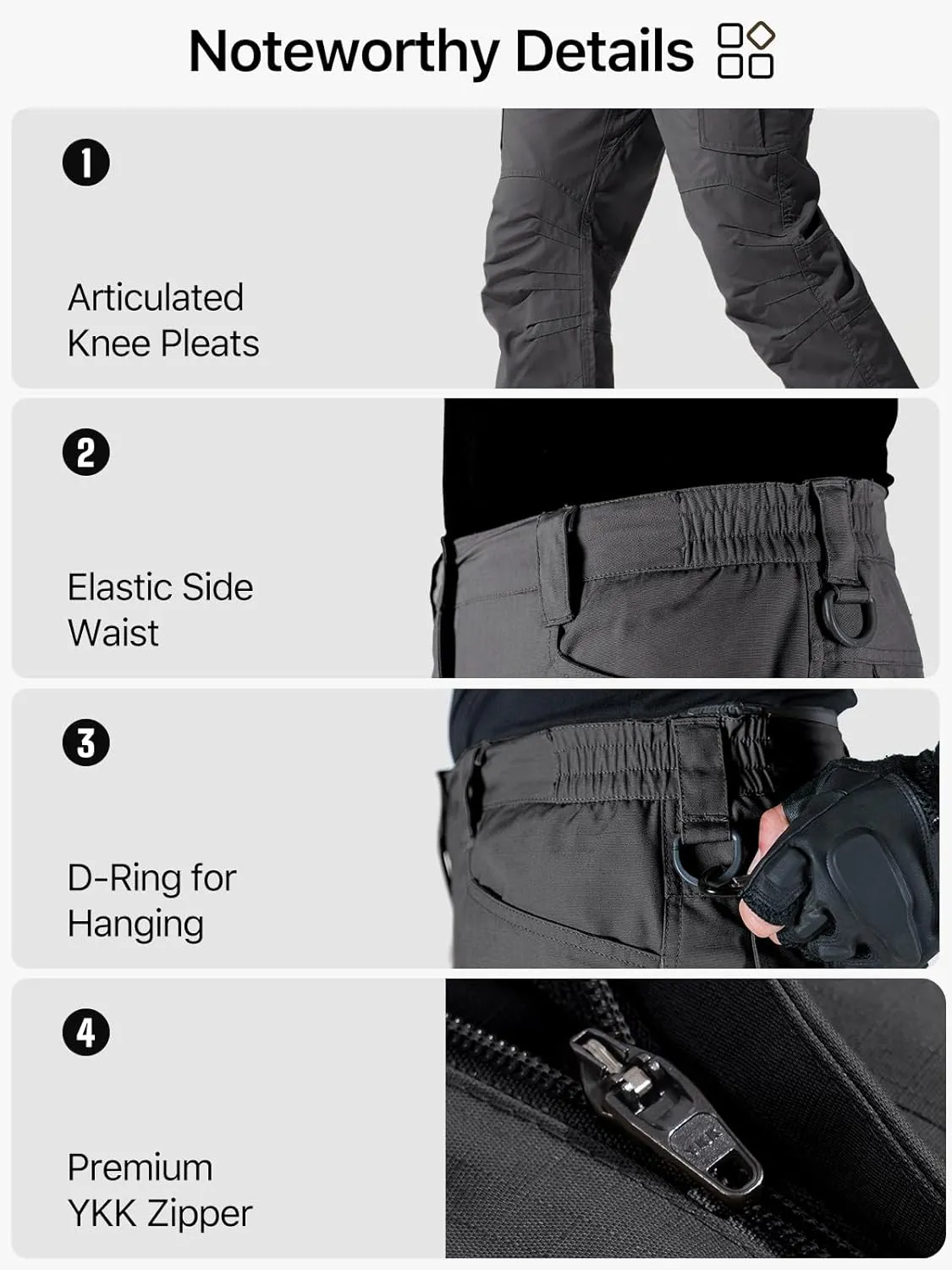 FREE SOLDIER Men's Water Resistant Pants Relaxed Fit Tactical Cargo Work Pants with Multi Pocket