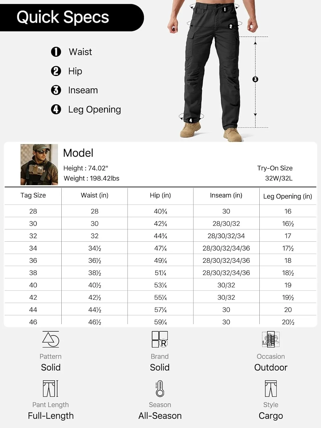 FREE SOLDIER Men's Water Resistant Pants Relaxed Fit Tactical Cargo Work Pants with Multi Pocket