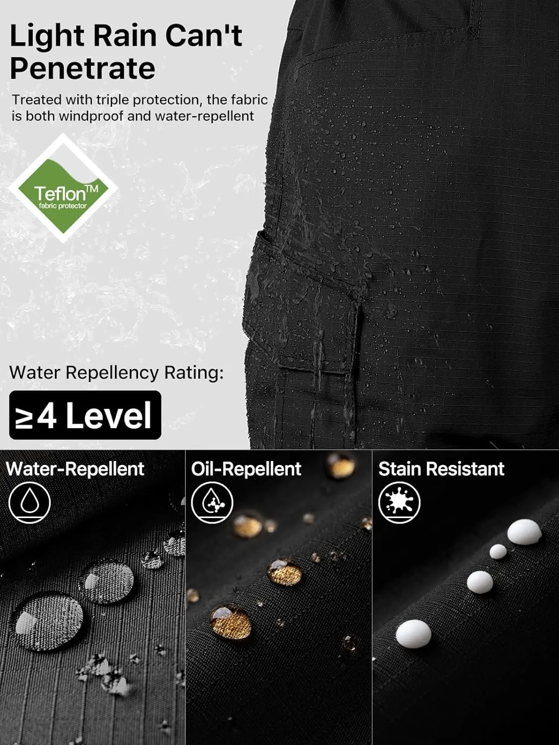 FREE SOLDIER Men's Water Resistant Pants Relaxed Fit Tactical Cargo Work Pants with Multi Pocket