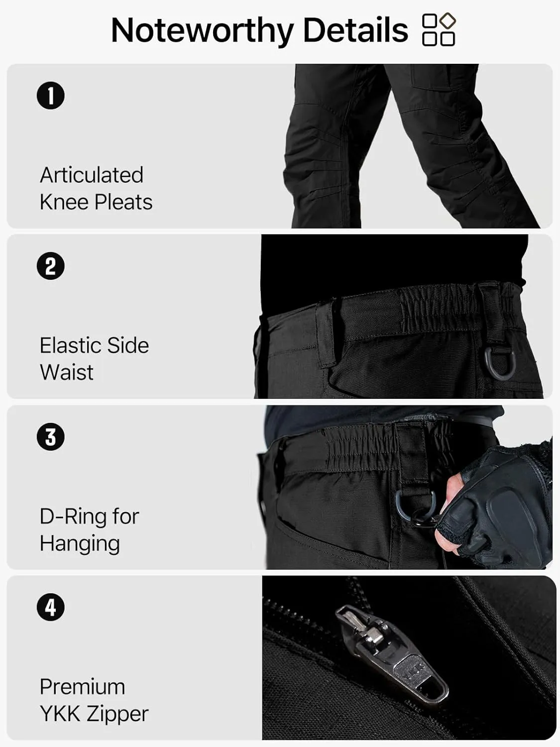 FREE SOLDIER Men's Water Resistant Pants Relaxed Fit Tactical Cargo Work Pants with Multi Pocket
