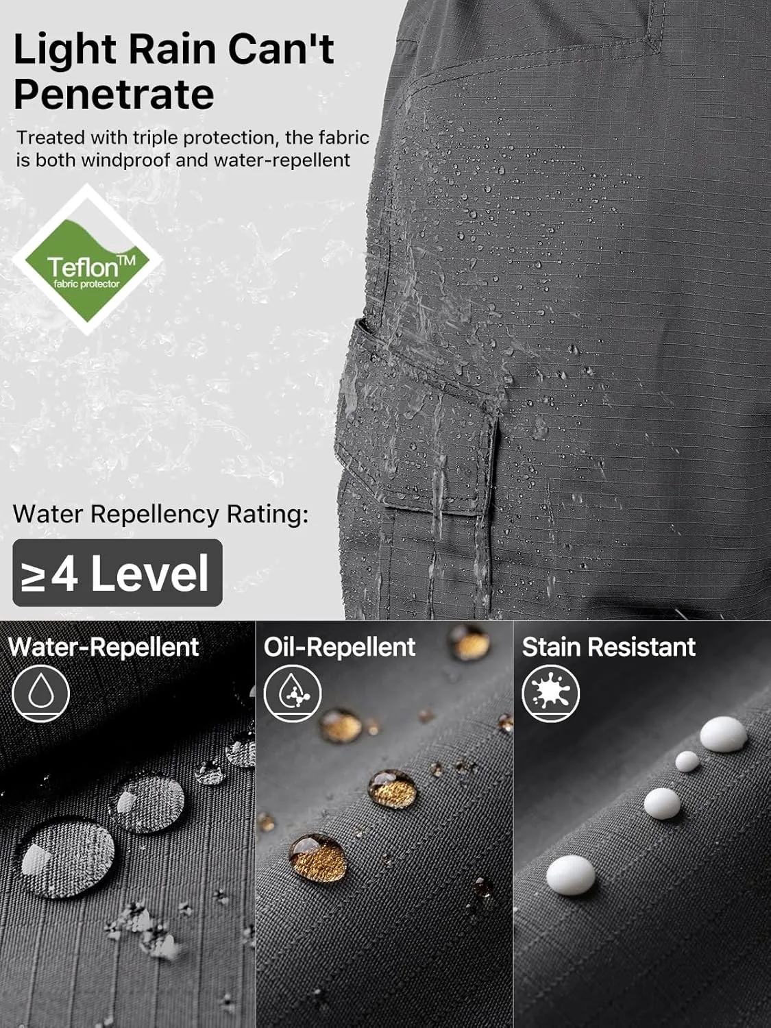 FREE SOLDIER Men's Water Resistant Pants Relaxed Fit Tactical Cargo Work Pants with Multi Pocket