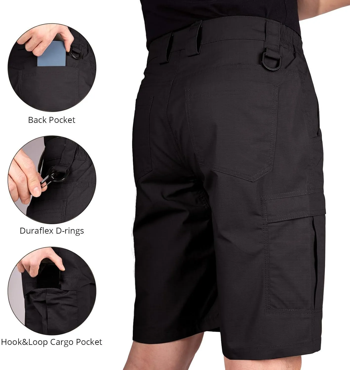 FREE SOLDIER Men's Water Resistant Tactical Hiking Shorts Relaxed Fit Work Cargo Shorts