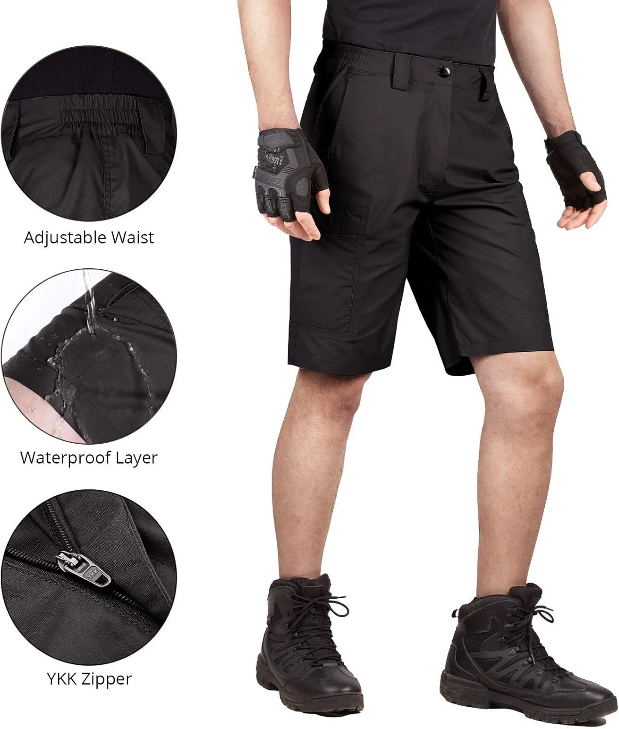 FREE SOLDIER Men's Water Resistant Tactical Hiking Shorts Relaxed Fit Work Cargo Shorts