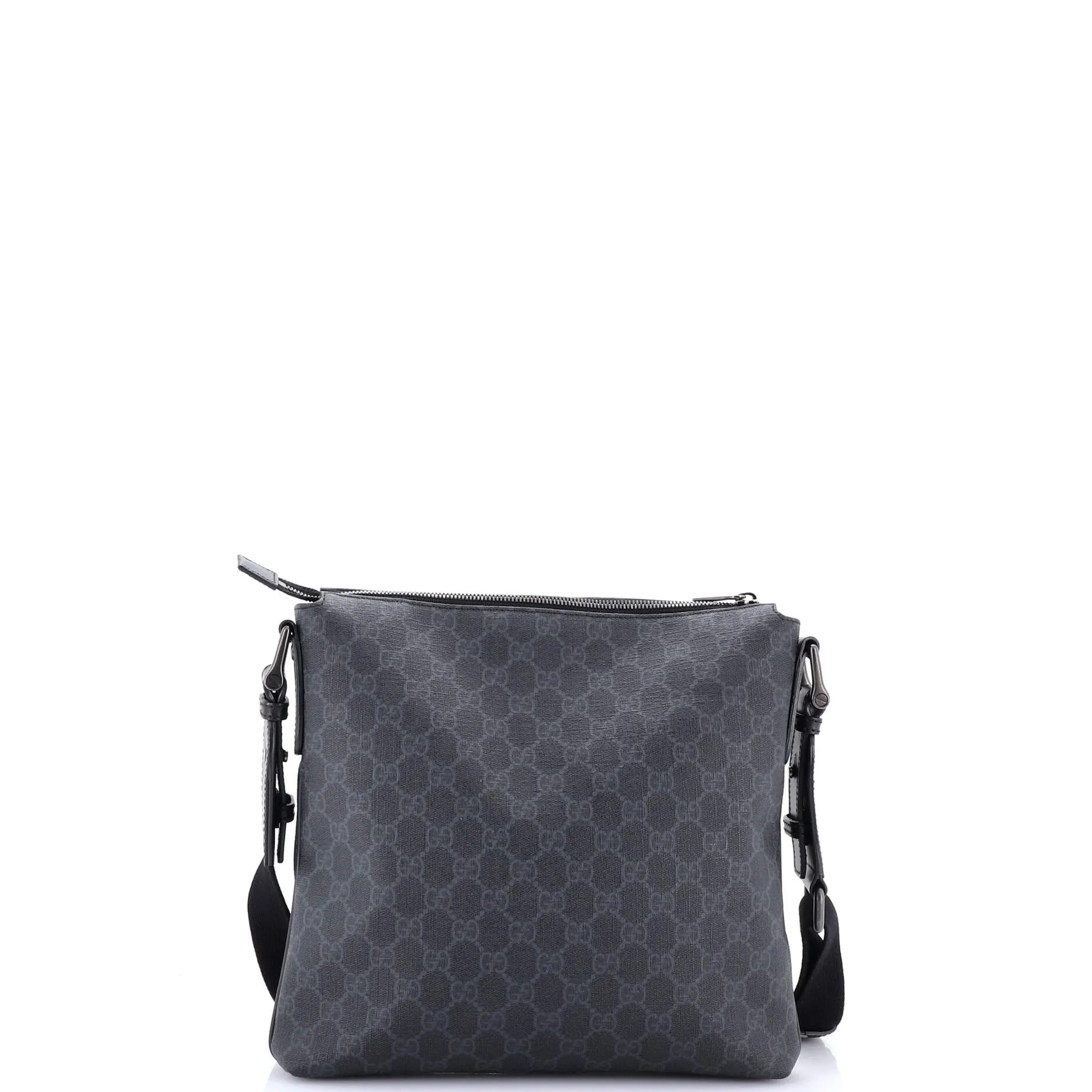 Front Zip Flat Messenger Bag GG Coated Canvas Medium