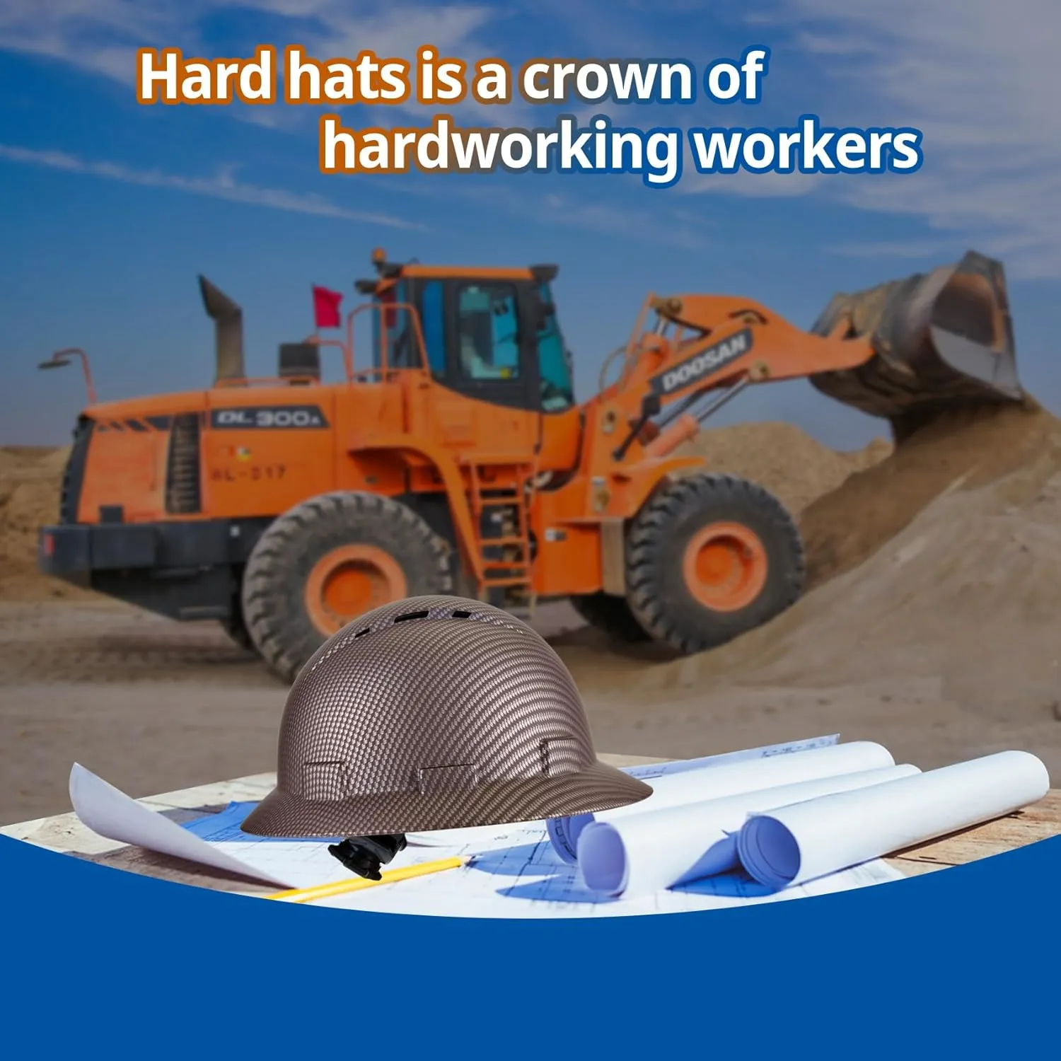 Full Brim Hard Hat - OSHA Safety Helmet Durable Lightweight Carbon Fiber Hard Hat, 6-Point Ratchet Suspension Protective Gear for Men and Women