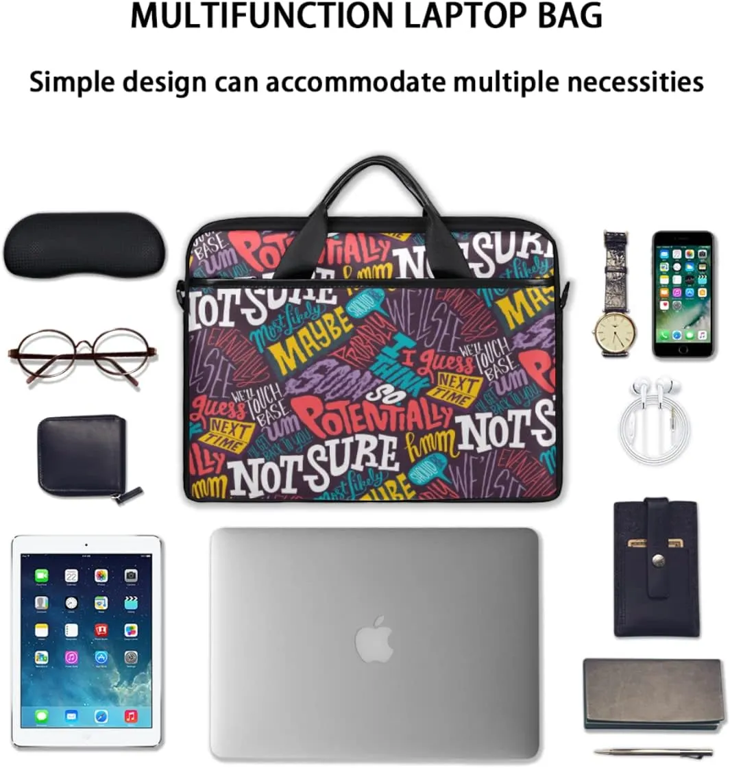 Fun Letters Doodles Laptop Shoulder Messenger Bag Waterproof Laptop Briefcase with Handle and Padded Strap Case Sleeve