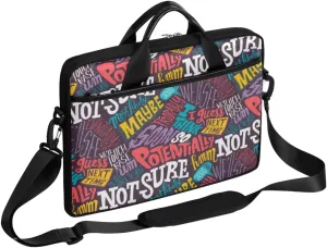 Fun Letters Doodles Laptop Shoulder Messenger Bag Waterproof Laptop Briefcase with Handle and Padded Strap Case Sleeve