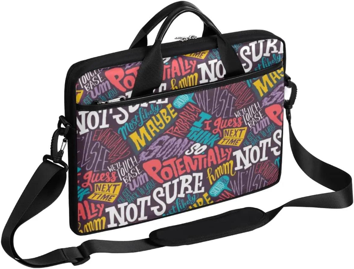 Fun Letters Doodles Laptop Shoulder Messenger Bag Waterproof Laptop Briefcase with Handle and Padded Strap Case Sleeve
