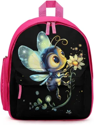 Funny Firefly Bugs Insects Backpack Cute Mini Laptop Bag Travel Daypacks Adjustable Shoulder Strap Pink-style