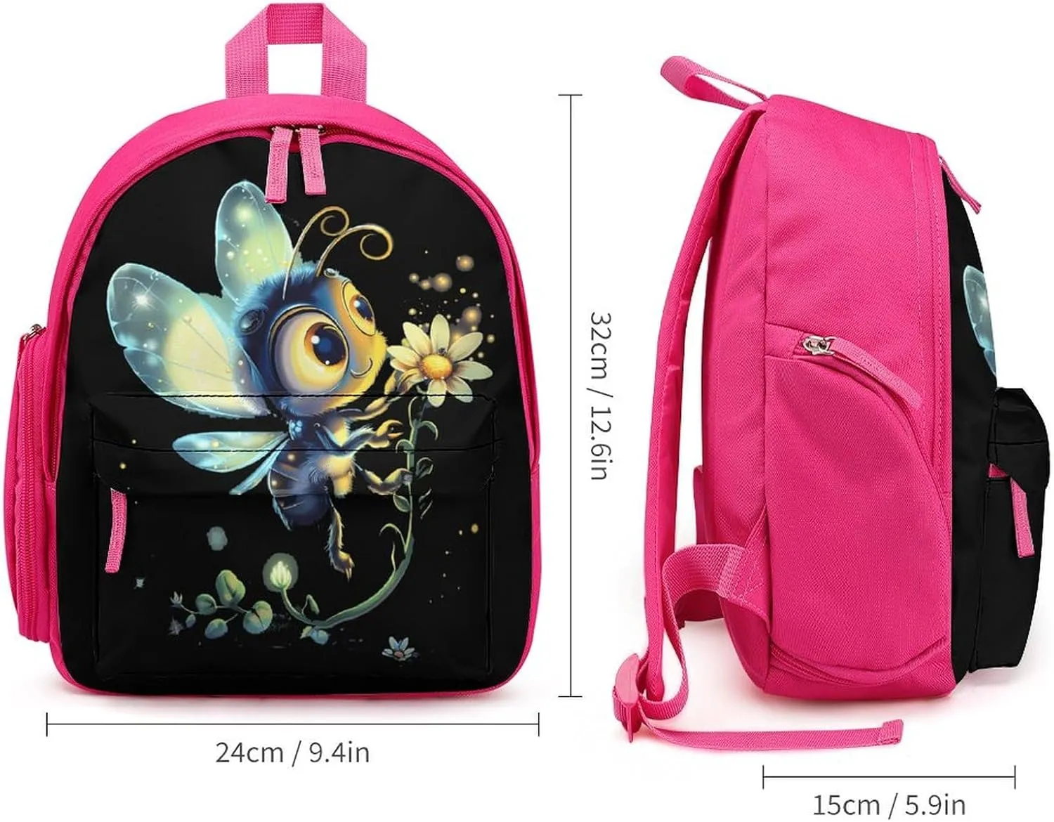 Funny Firefly Bugs Insects Backpack Cute Mini Laptop Bag Travel Daypacks Adjustable Shoulder Strap Pink-style