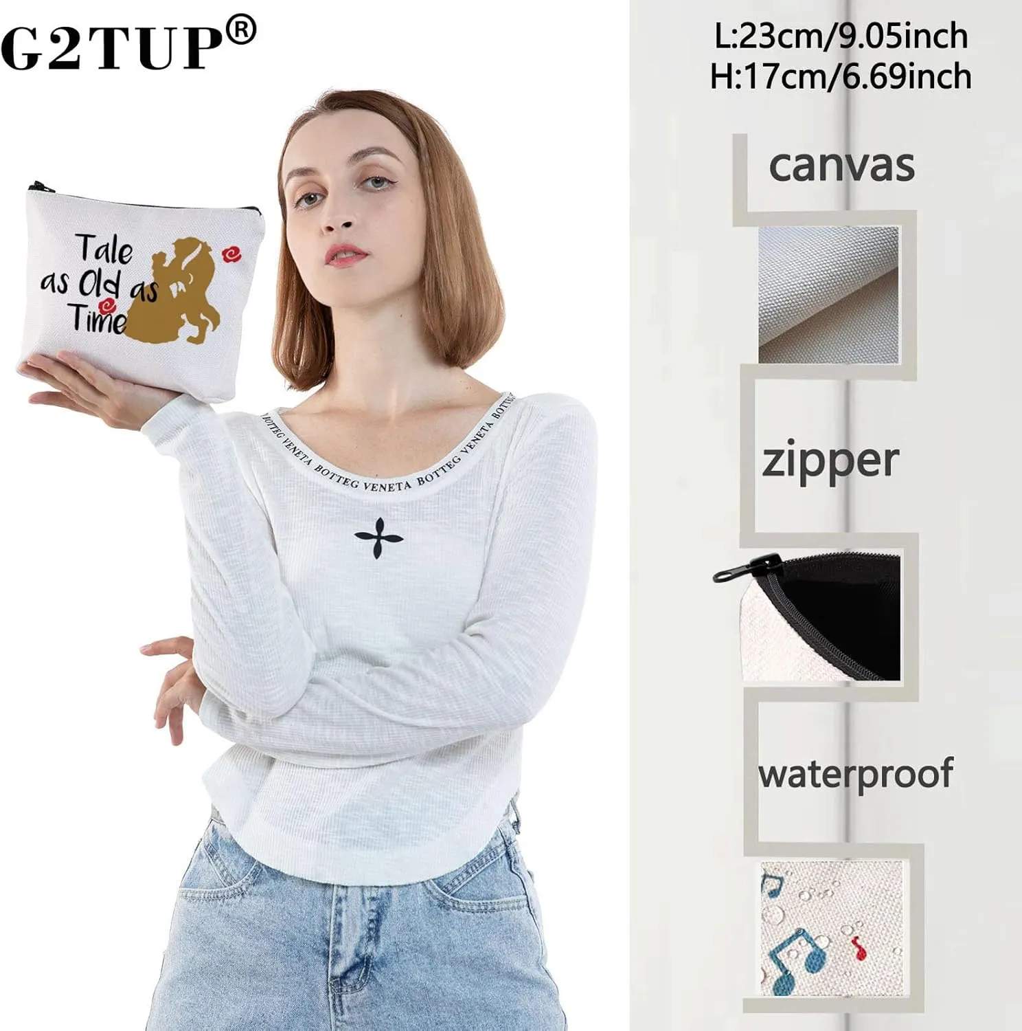 G2TUP Beaty Story Inspired Cosmetic Bag Fairy Tales Gift Tale as Old as Time Fans Gift Fairy Tale Merch (Tale as Old as Time)