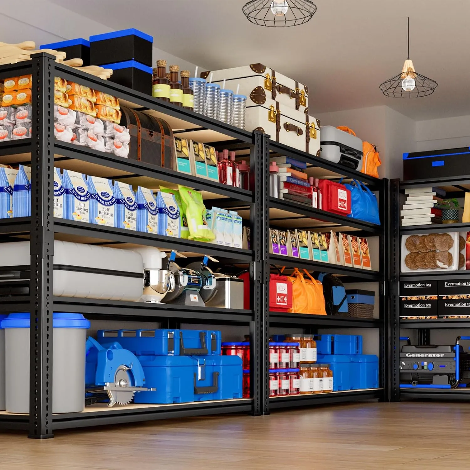 Garage Shelving, Storage Shelves Heavy Duty 2800 LBS Capacity, 5 Tier Adjustable Metal Organizer Wire Rack, 48" L x 24" W x 72" H Utility Shelf Unit for Kitchen Pantry
