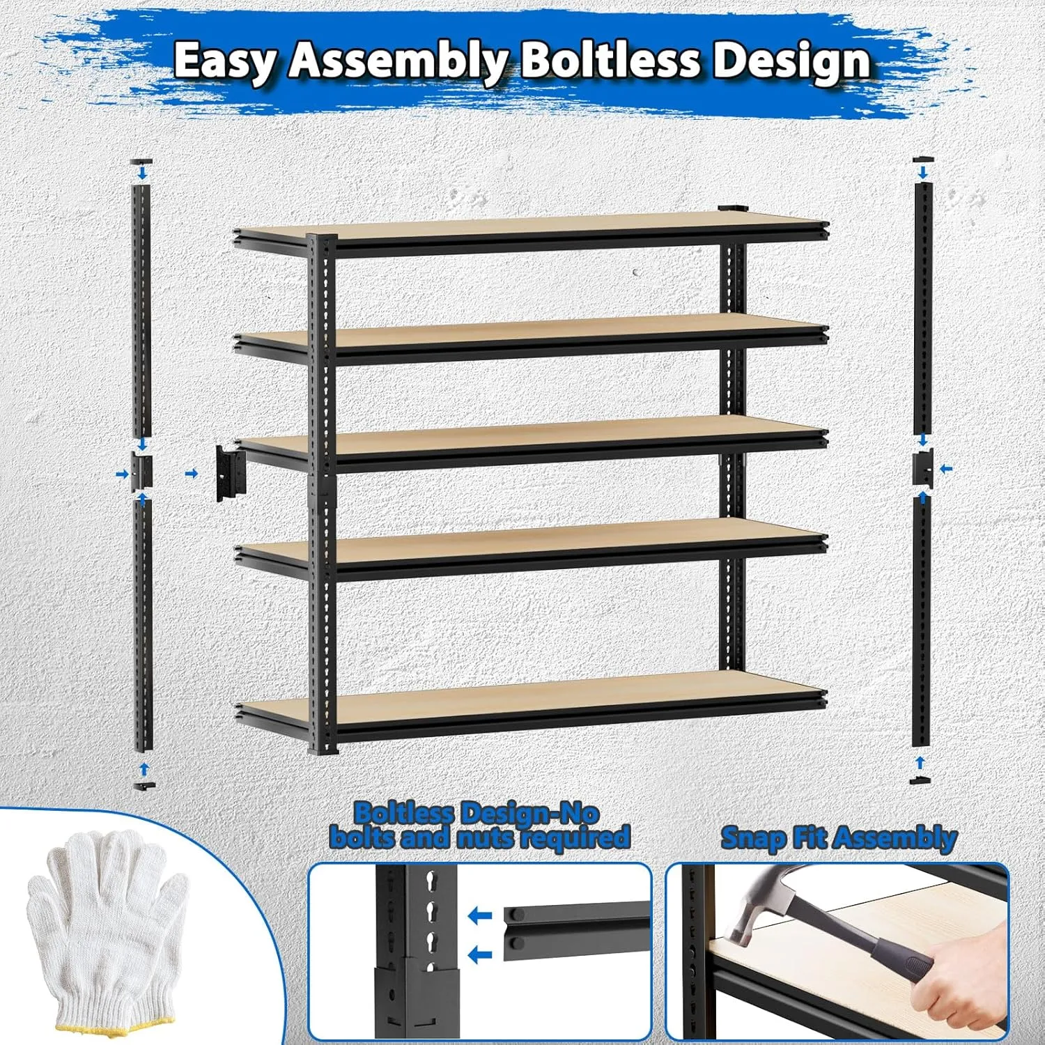 Garage Shelving, Storage Shelves Heavy Duty 2800 LBS Capacity, 5 Tier Adjustable Metal Organizer Wire Rack, 48" L x 24" W x 72" H Utility Shelf Unit for Kitchen Pantry