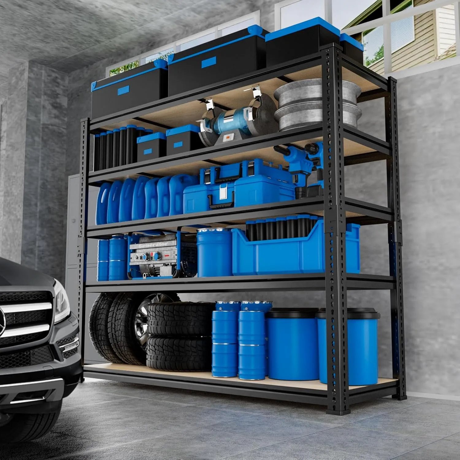 Garage Shelving, Storage Shelves Heavy Duty 2800 LBS Capacity, 5 Tier Adjustable Metal Organizer Wire Rack, 48" L x 24" W x 72" H Utility Shelf Unit for Kitchen Pantry
