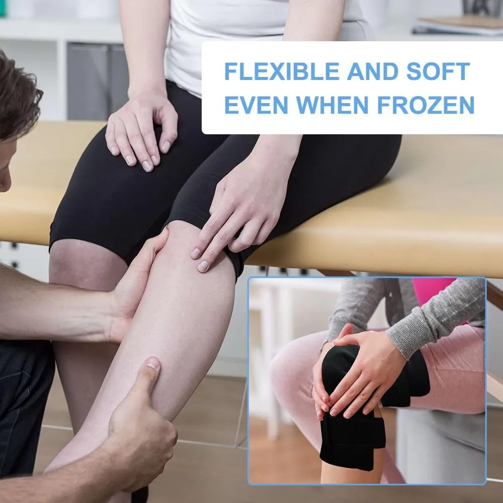 Gel Soft Flexible Ice Packs for Injuries, Reusable Freezer Cold Pack, Hot Cold Compress Therapy, Large Gel Pad for Back, Shoulder, Knee, Hip, Leg, Arm Injury, XL, 11"x14", 2 Pack, 1 Wrap