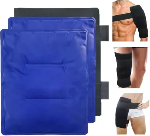 Gel Soft Flexible Ice Packs for Injuries, Reusable Freezer Cold Pack, Hot Cold Compress Therapy, Large Gel Pad for Back, Shoulder, Knee, Hip, Leg, Arm Injury, XL, 11"x14", 2 Pack, 1 Wrap