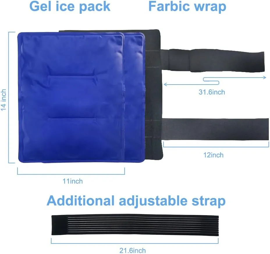 Gel Soft Flexible Ice Packs for Injuries, Reusable Freezer Cold Pack, Hot Cold Compress Therapy, Large Gel Pad for Back, Shoulder, Knee, Hip, Leg, Arm Injury, XL, 11"x14", 2 Pack, 1 Wrap