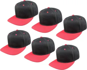 Gelante Plain Blank Flat Brim Adjustable Snapback Baseball Caps LOT 6 Pack