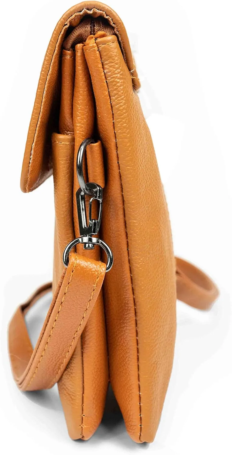 Genuine Leather Crossbody Bag for Women - Small Shoulder Cellphone Purse Wallet
