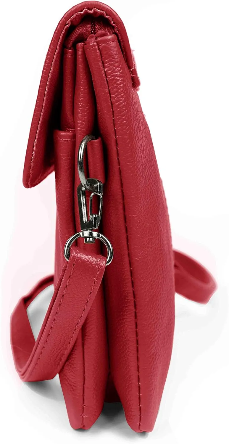 Genuine Leather Crossbody Bag for Women - Small Shoulder Cellphone Purse Wallet