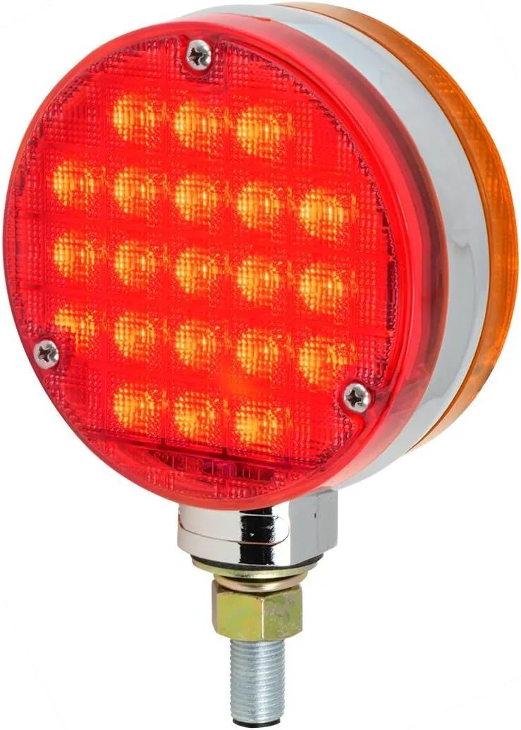 GG Grand General 74701 4” Smart Dynamic Double Face Amber/Red LED Pedestal Light for Trucks, Towing, Trailers, RVs and Buses – Passenger Side