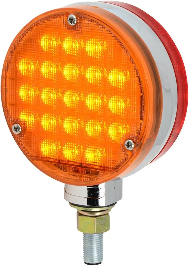 GG Grand General 74701 4” Smart Dynamic Double Face Amber/Red LED Pedestal Light for Trucks, Towing, Trailers, RVs and Buses – Passenger Side