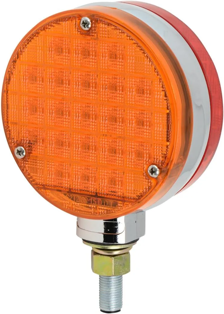 GG Grand General 74701 4” Smart Dynamic Double Face Amber/Red LED Pedestal Light for Trucks, Towing, Trailers, RVs and Buses – Passenger Side