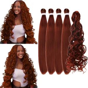 Ginger Braiding Hair Pre stretched Curly Ocean Wave Crochet Braids Prestretched Braiding Hair Extensions Hypoallergenic Ez Braid Synthetic Knotless Yaki