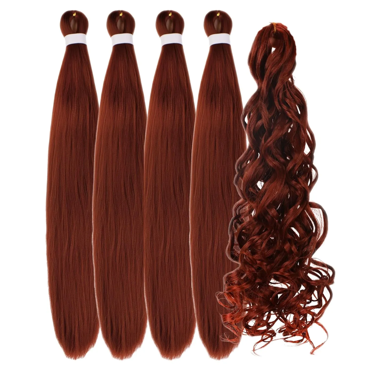 Ginger Braiding Hair Pre stretched Curly Ocean Wave Crochet Braids Prestretched Braiding Hair Extensions Hypoallergenic Ez Braid Synthetic Knotless Yaki