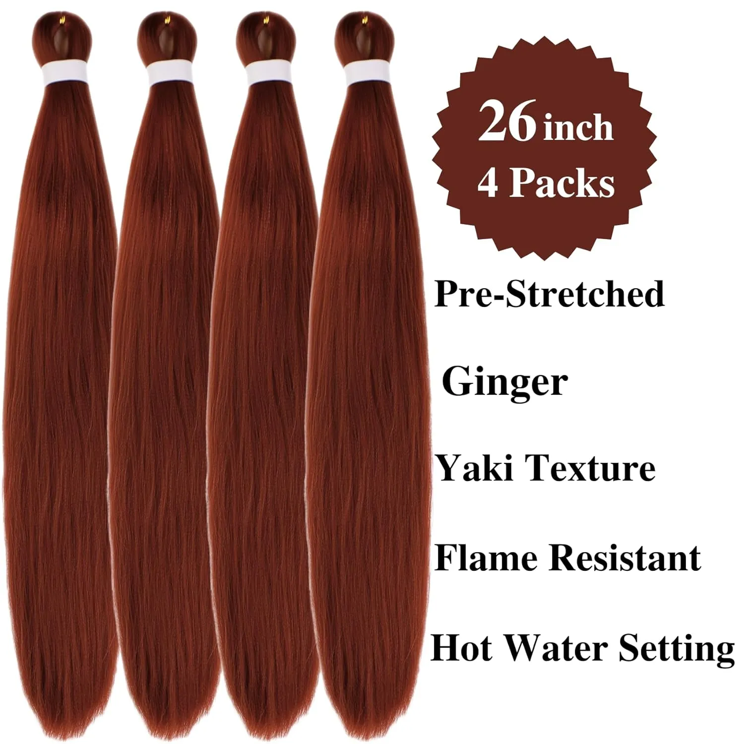 Ginger Braiding Hair Pre stretched Curly Ocean Wave Crochet Braids Prestretched Braiding Hair Extensions Hypoallergenic Ez Braid Synthetic Knotless Yaki