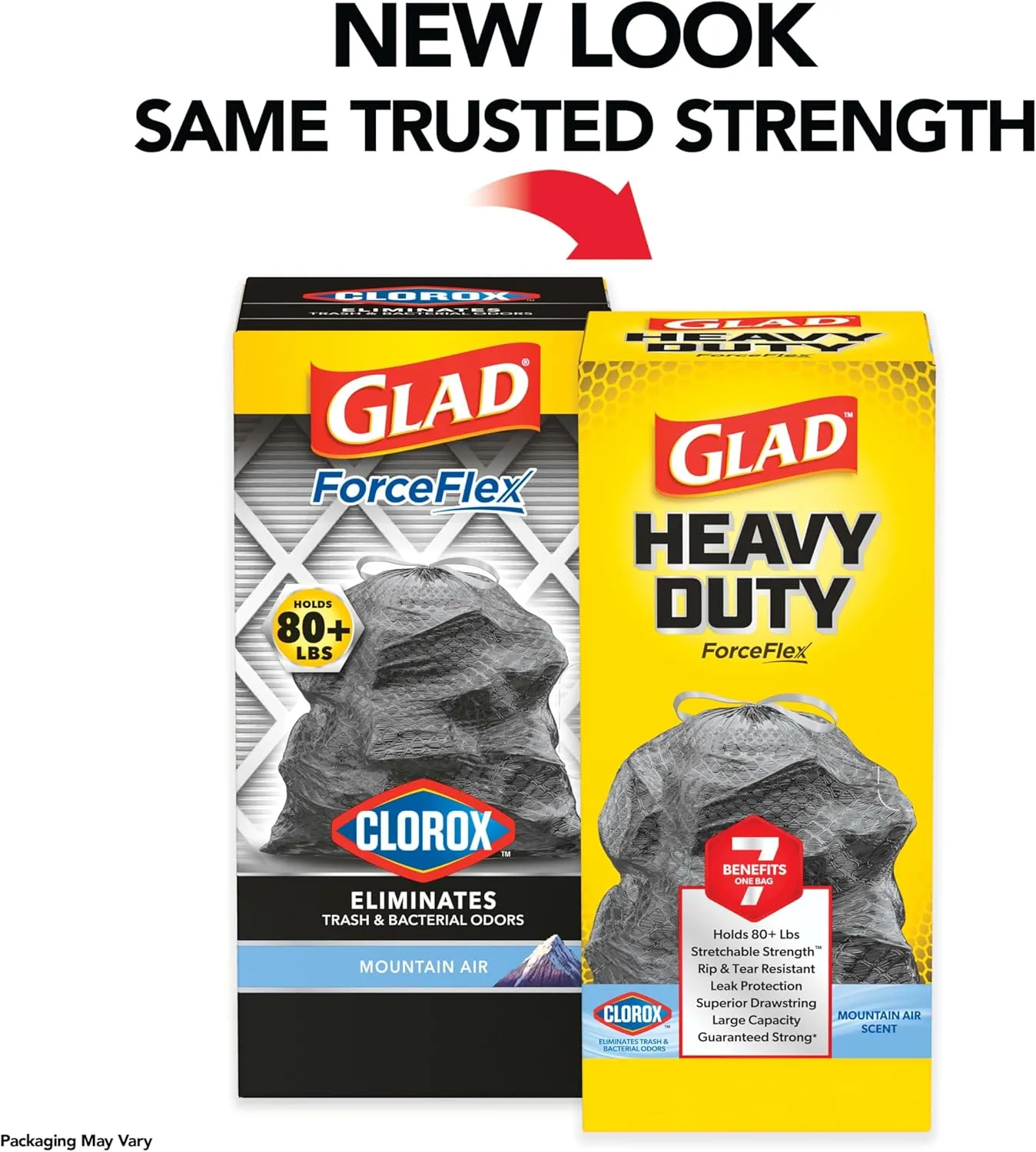 Glad ForceFlex Heavy Duty Trash Bags With Clorox, Mountain Air, 30 Gal, 25 Ct (Package May Vary)
