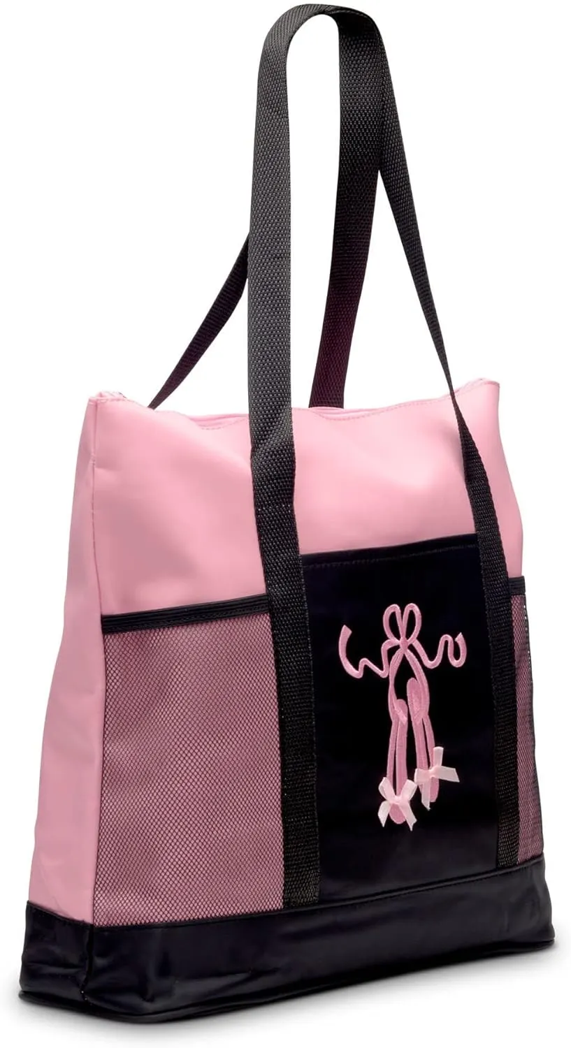 GLOBAL FBA INC Embroidered Dance Ballet Slippers Tote Bag, Kids Travel Bag, Dance Accessories For Girls and Teens