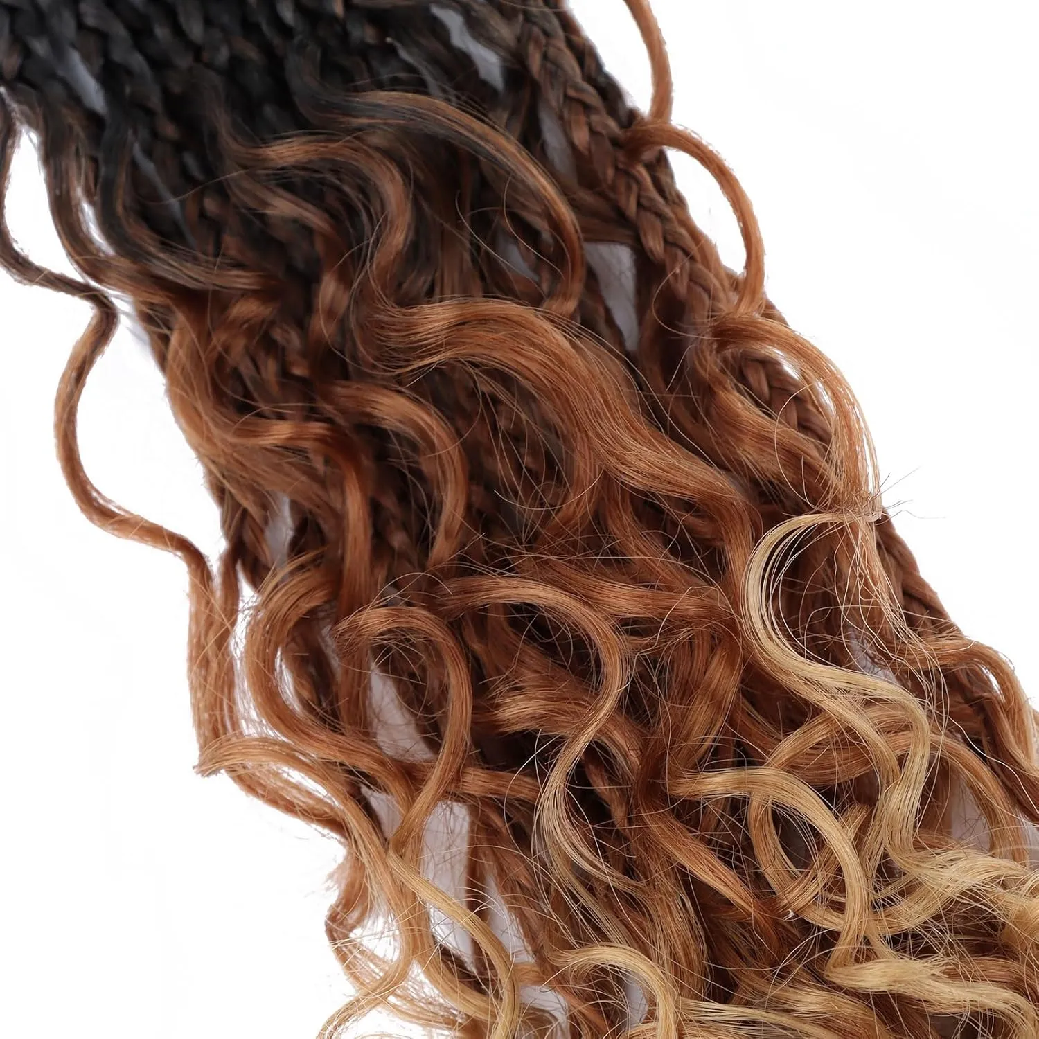 Goddess Box Braids Crochet Hair -14 Inch 8 Packs Pre Looped Bohomian Box Braid Crochet Hair for Black Women, Boho Crochet Braids with Curly Ends,Crochet Box Braids Synthetic Hair Extensions 1b/30/27