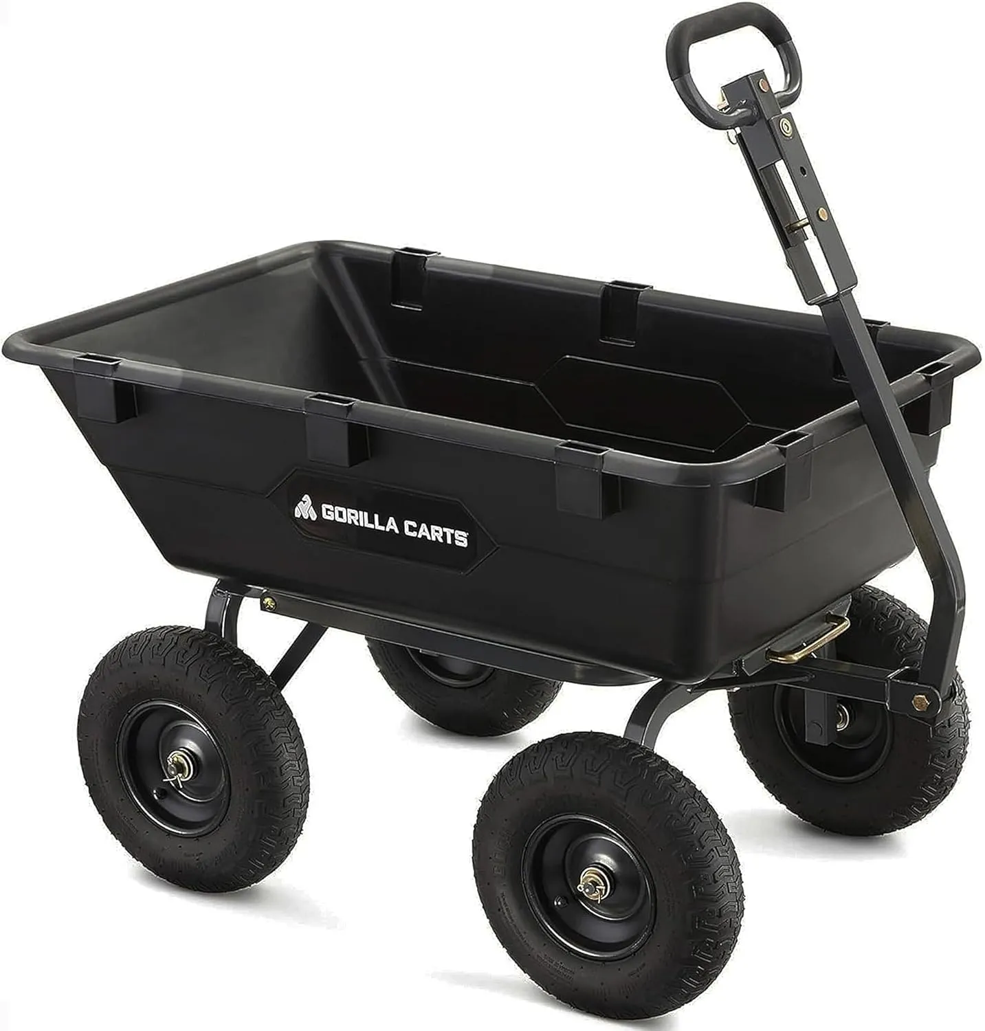 Gorilla Carts Heavy Duty Poly Utility Dump Wagon Garden Cart w/Pneumatic Tires, 6 Cu Ft - 1200 lb Capacity Outdoor Wheelbarrow for Yard, Landscaping & Gardening, Lawn Tractor or ATV Towable