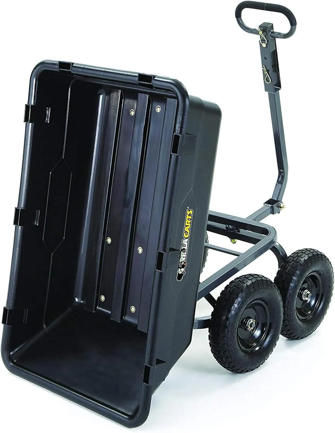 Gorilla Carts Heavy Duty Poly Utility Dump Wagon Garden Cart w/Pneumatic Tires, 6 Cu Ft - 1200 lb Capacity Outdoor Wheelbarrow for Yard, Landscaping & Gardening, Lawn Tractor or ATV Towable