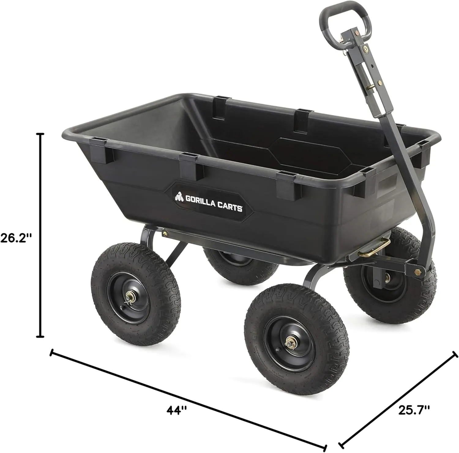 Gorilla Carts Heavy Duty Poly Utility Dump Wagon Garden Cart w/Pneumatic Tires, 6 Cu Ft - 1200 lb Capacity Outdoor Wheelbarrow for Yard, Landscaping & Gardening, Lawn Tractor or ATV Towable