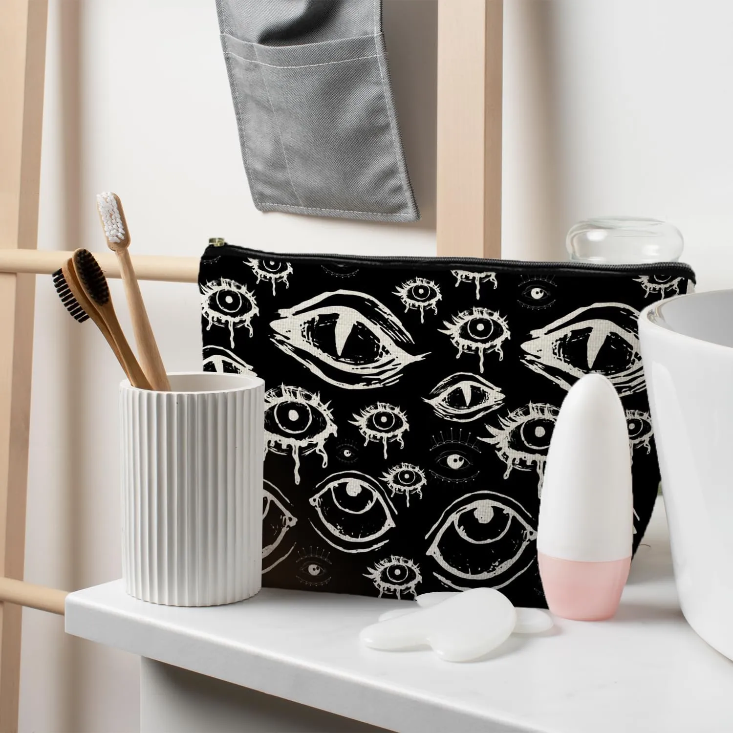 Goth Makeup Bag, Mystical Gothic Evil Eyes Witchy Cosmetic Bag Toiletry Bag for Women, Witch Stuff, Halloween Makeup Bag, Halloween Gifts for Women