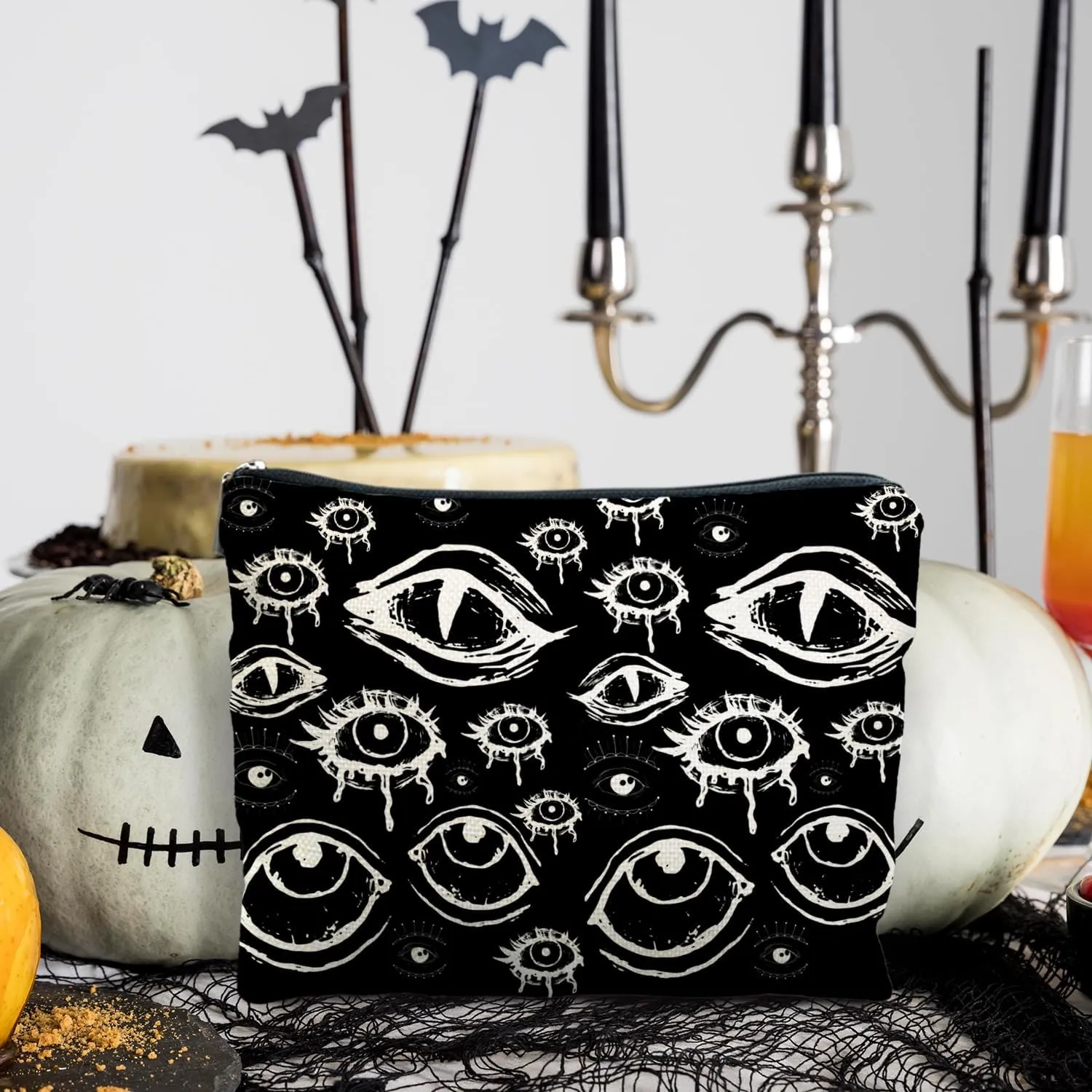 Goth Makeup Bag, Mystical Gothic Evil Eyes Witchy Cosmetic Bag Toiletry Bag for Women, Witch Stuff, Halloween Makeup Bag, Halloween Gifts for Women