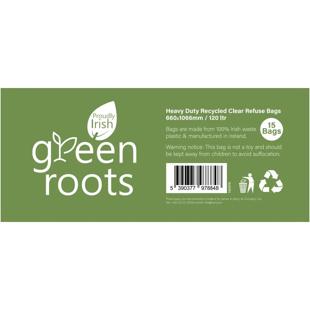 Green Roots Clear Refuse Sacks 15