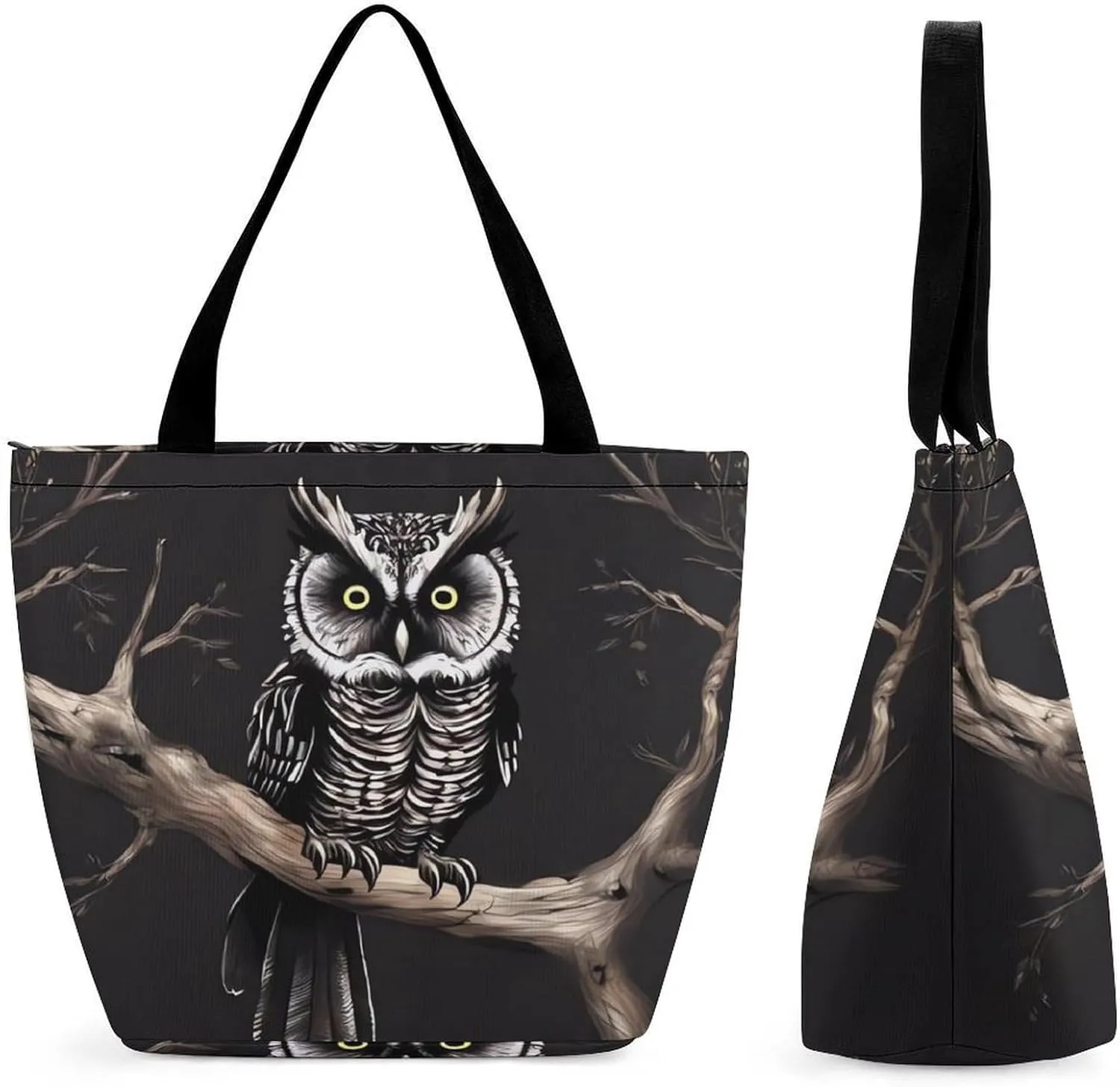 Grocery Bag Reusable Tote Bag Foldable Gray Animals Shopping Bag Handbag Washable Shoulder Bag for Travel