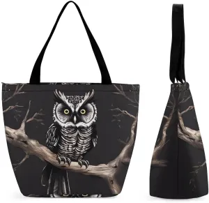 Grocery Bag Reusable Tote Bag Foldable Gray Animals Shopping Bag Handbag Washable Shoulder Bag for Travel