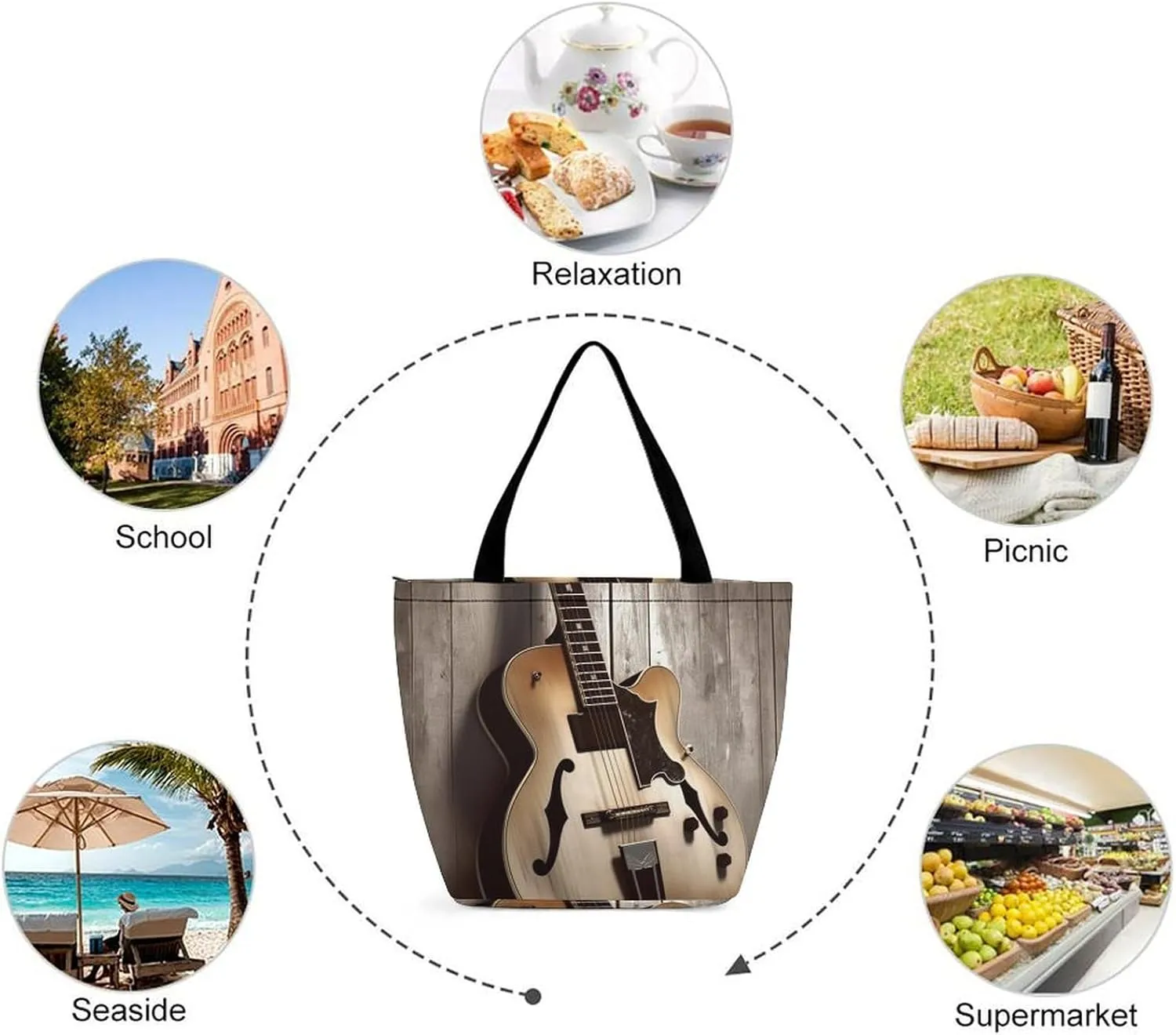 Grocery Bag Reusable Tote Bag Foldable Heron Shopping Bag Handbag Washable Shoulder Bag for Travel