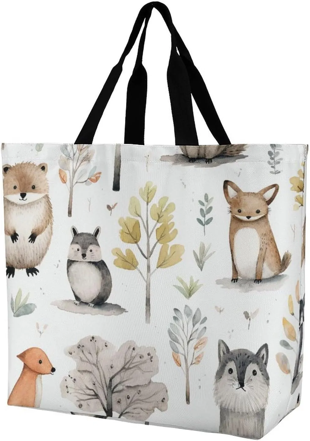 Grocery Bag Reusable Tote Bag Foldable Light Blue Pizza Slice Shopping Bag Handbag Washable Shoulder Bag for Travel
