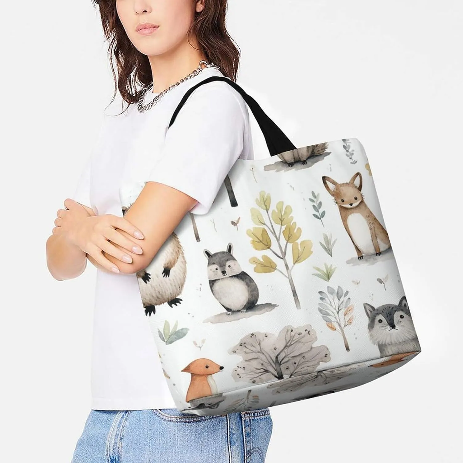 Grocery Bag Reusable Tote Bag Foldable Light Blue Pizza Slice Shopping Bag Handbag Washable Shoulder Bag for Travel
