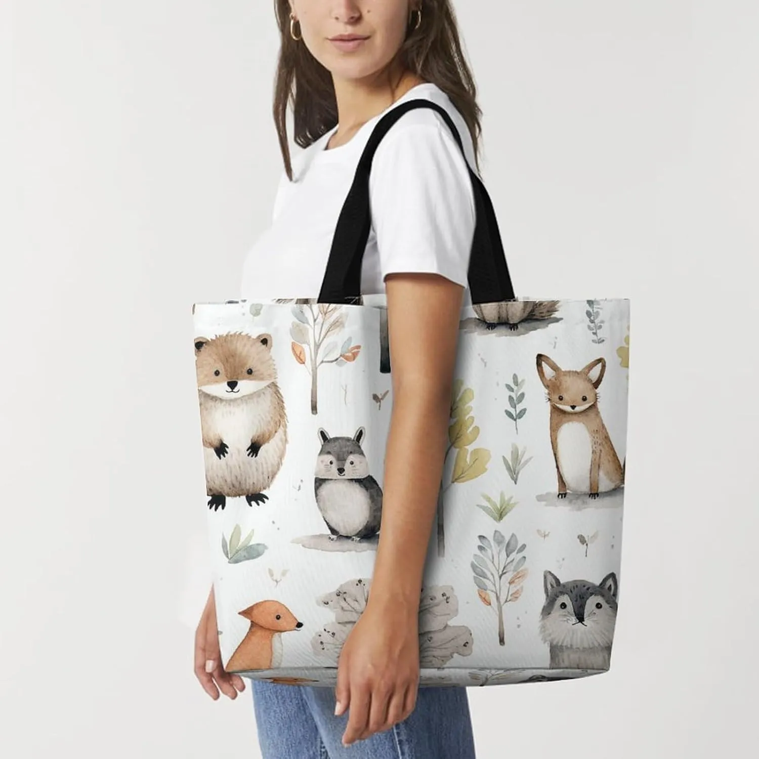 Grocery Bag Reusable Tote Bag Foldable Light Blue Pizza Slice Shopping Bag Handbag Washable Shoulder Bag for Travel